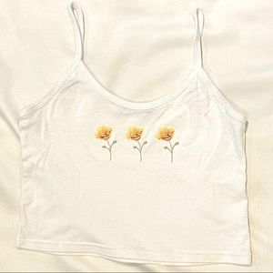 brandy melville, one size fits most (s), white with yellow and orange flowers